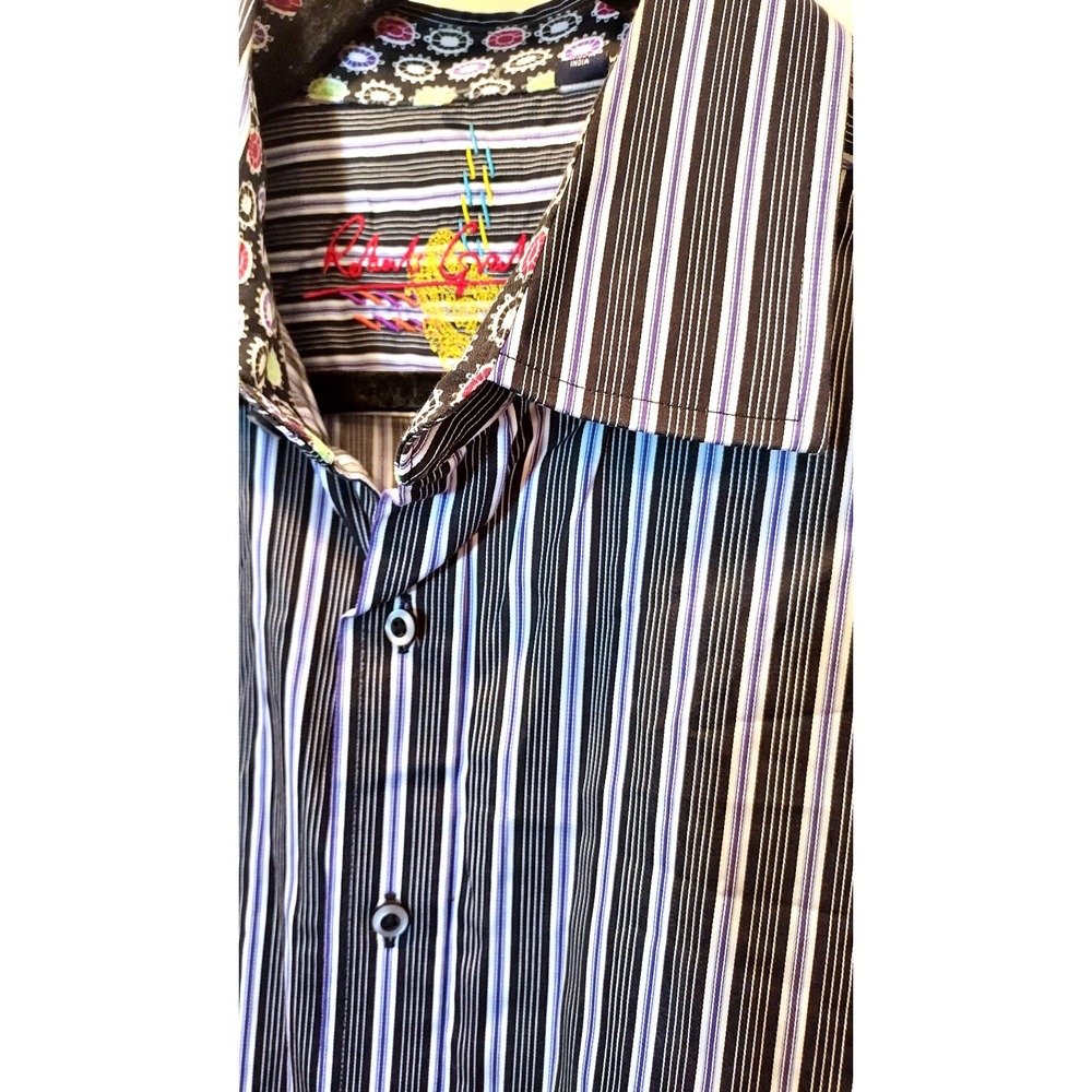 Robert Graham XL Mens‎ Dress Shirt Stripe Multi Color Long Sleeve Button Down
